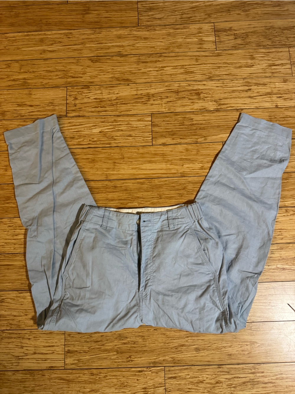 Light Blue Cropped Linen Pants